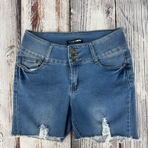 Fashion Nova Classic Cutoff Stretchy Butt-Enhancing Blue Jean Shorts Sz 9 or L
